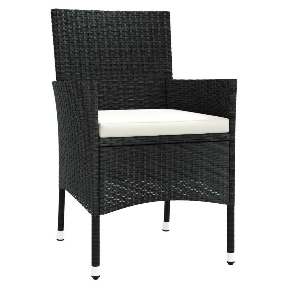 vidaXL Garden Chairs with Cushions 4 pcs Black Poly Rattan - anydaydirect