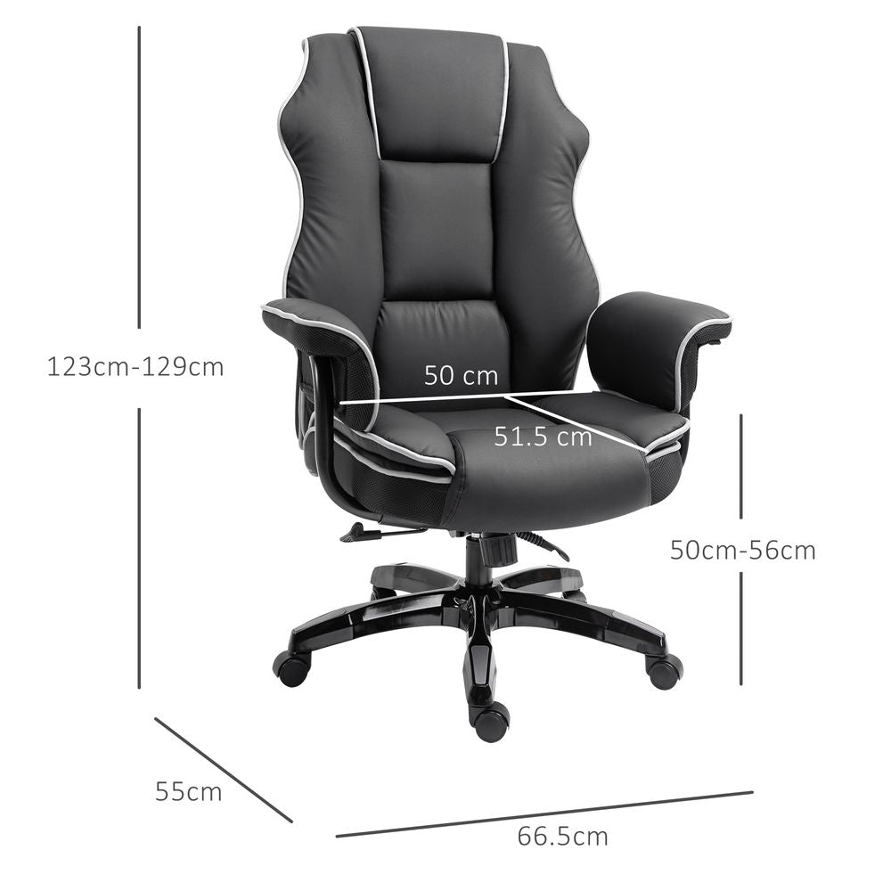 Piped PU Leather Padded High-Back Computer Office Gaming Chair Black - anydaydirect