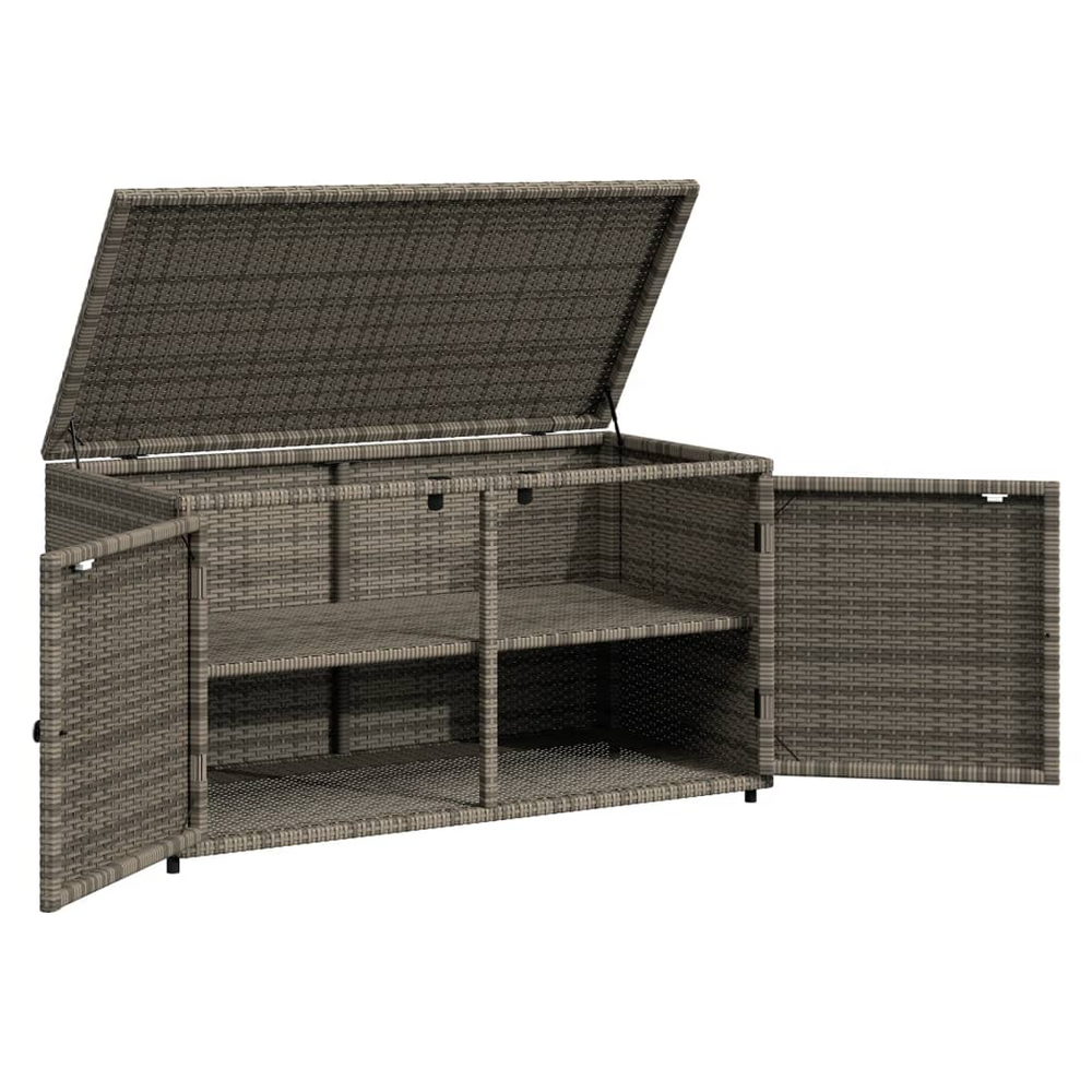 vidaXL Garden Storage Cabinet Grey 110x55x60.5 cm Poly Rattan - anydaydirect