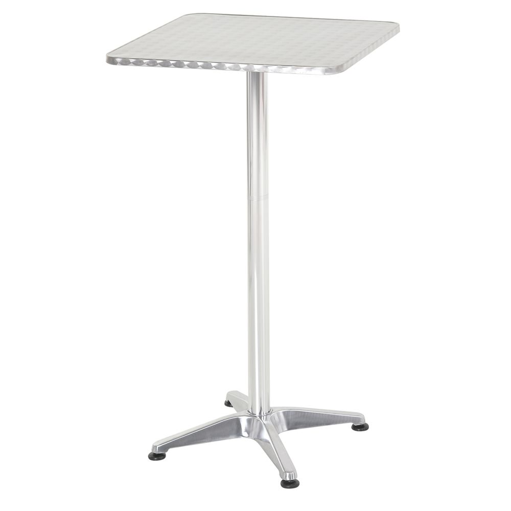 60x60cm Height Adjustable Square Bar Bistro Table Pub Stainless Aluminium Edge - anydaydirect