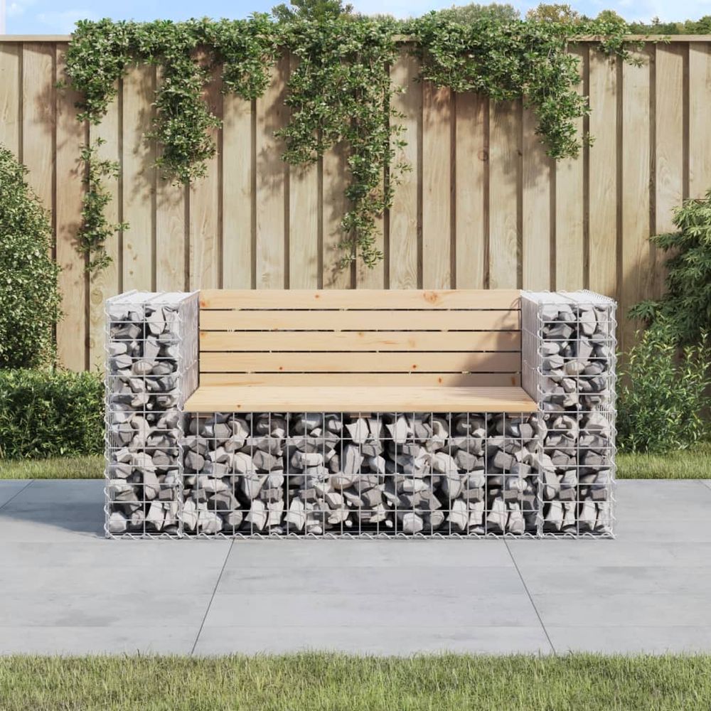 vidaXL Garden Bench Gabion Design 143x71x65.5 cm Solid Wood Pine - anydaydirect