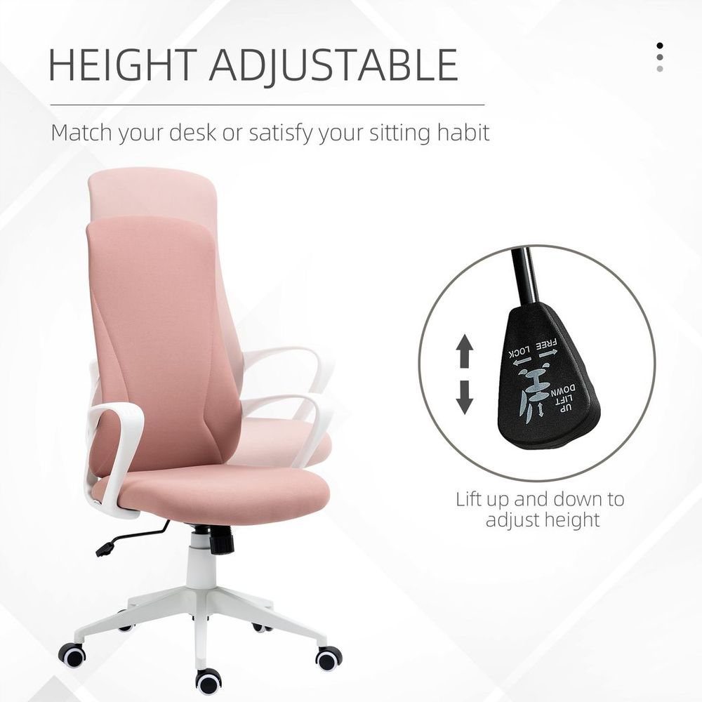 Vinsetto High-Back Home Office Chair Height Adjustable Elastic Desk Chair Pink - anydaydirect