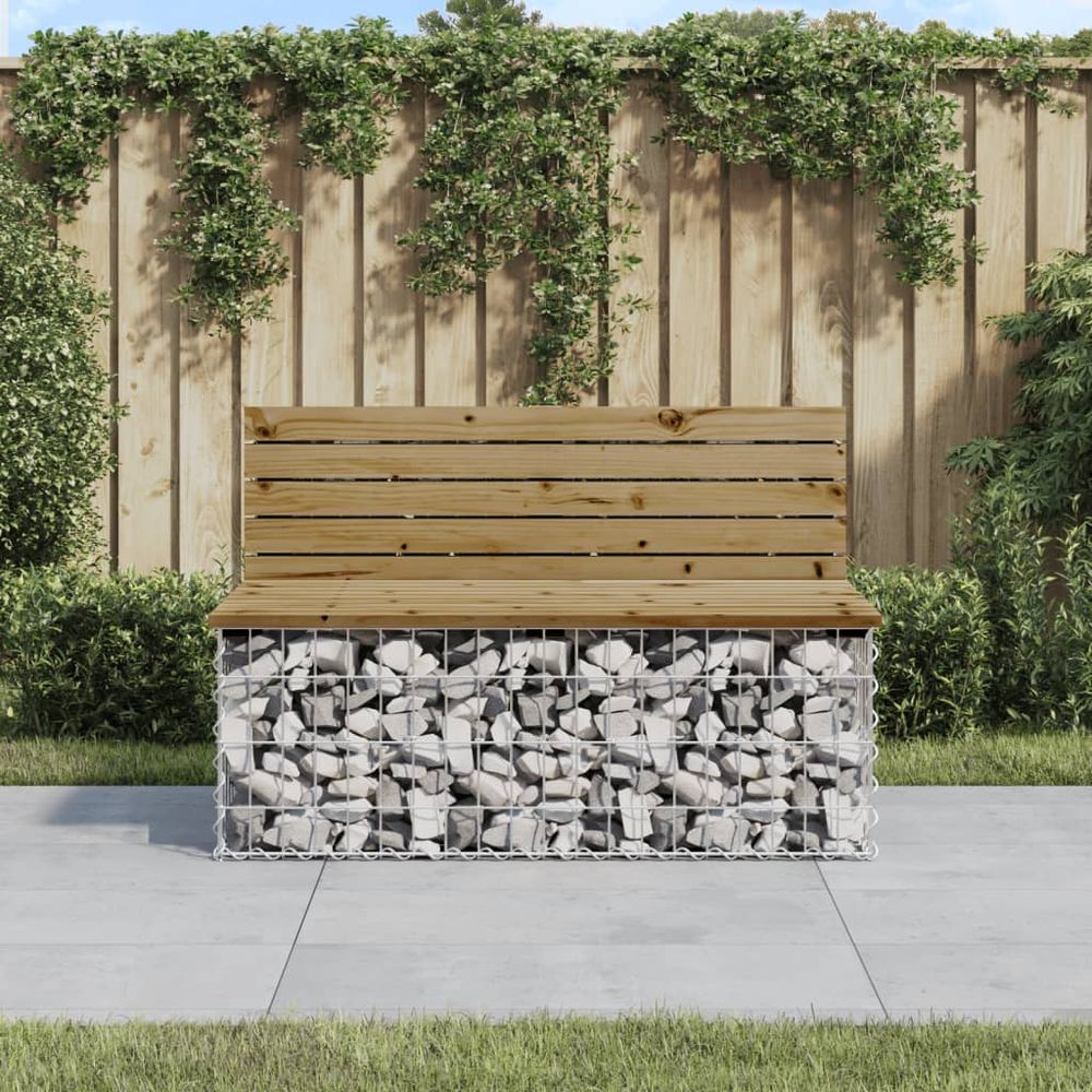 vidaXL Garden Bench Gabion Design 103x70x65 cm Impregnated Wood Pine - anydaydirect