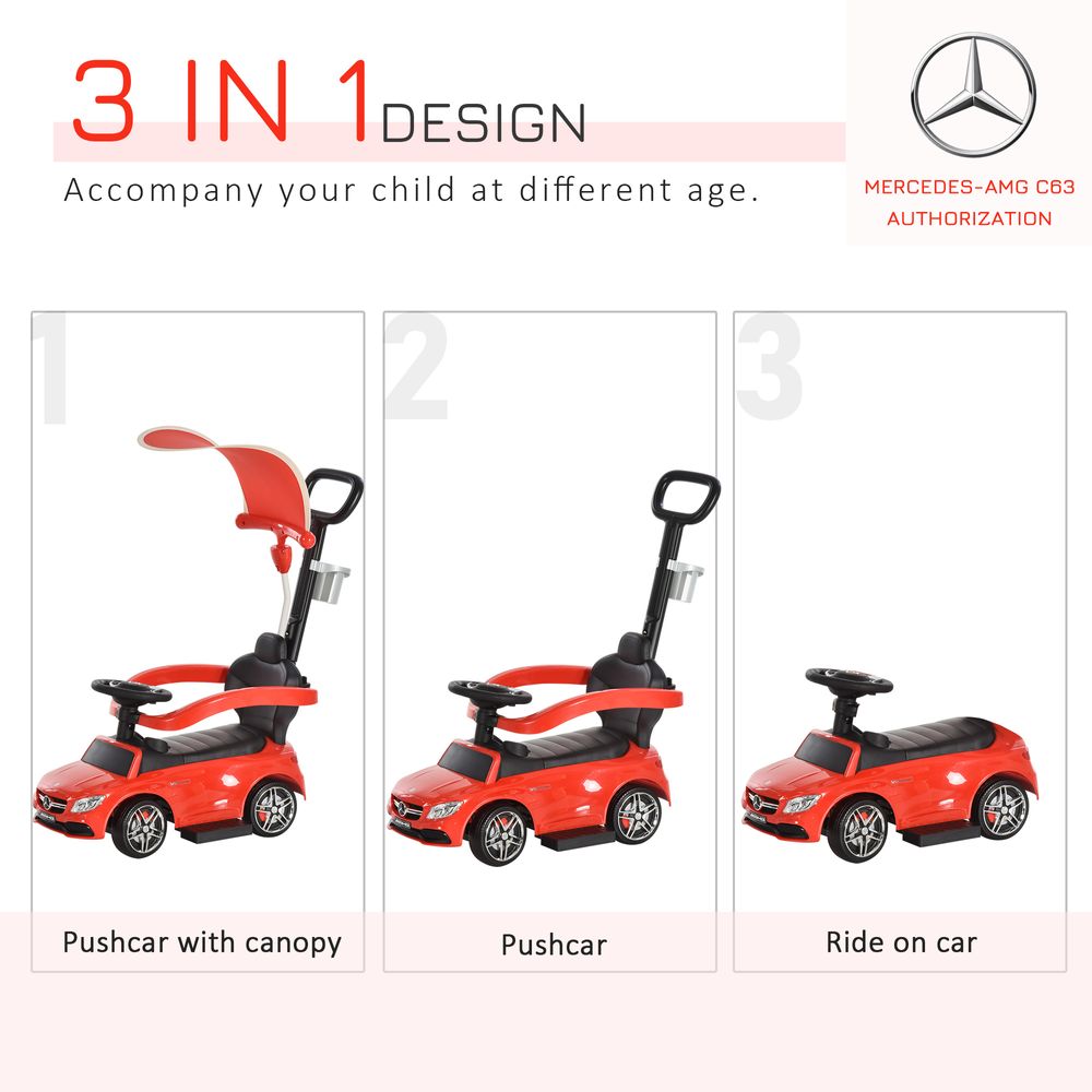 3 in 1 Ride on Push Car for Toddlers Stroller Sliding Car Toy 1-3 Years HOMCOM - anydaydirect