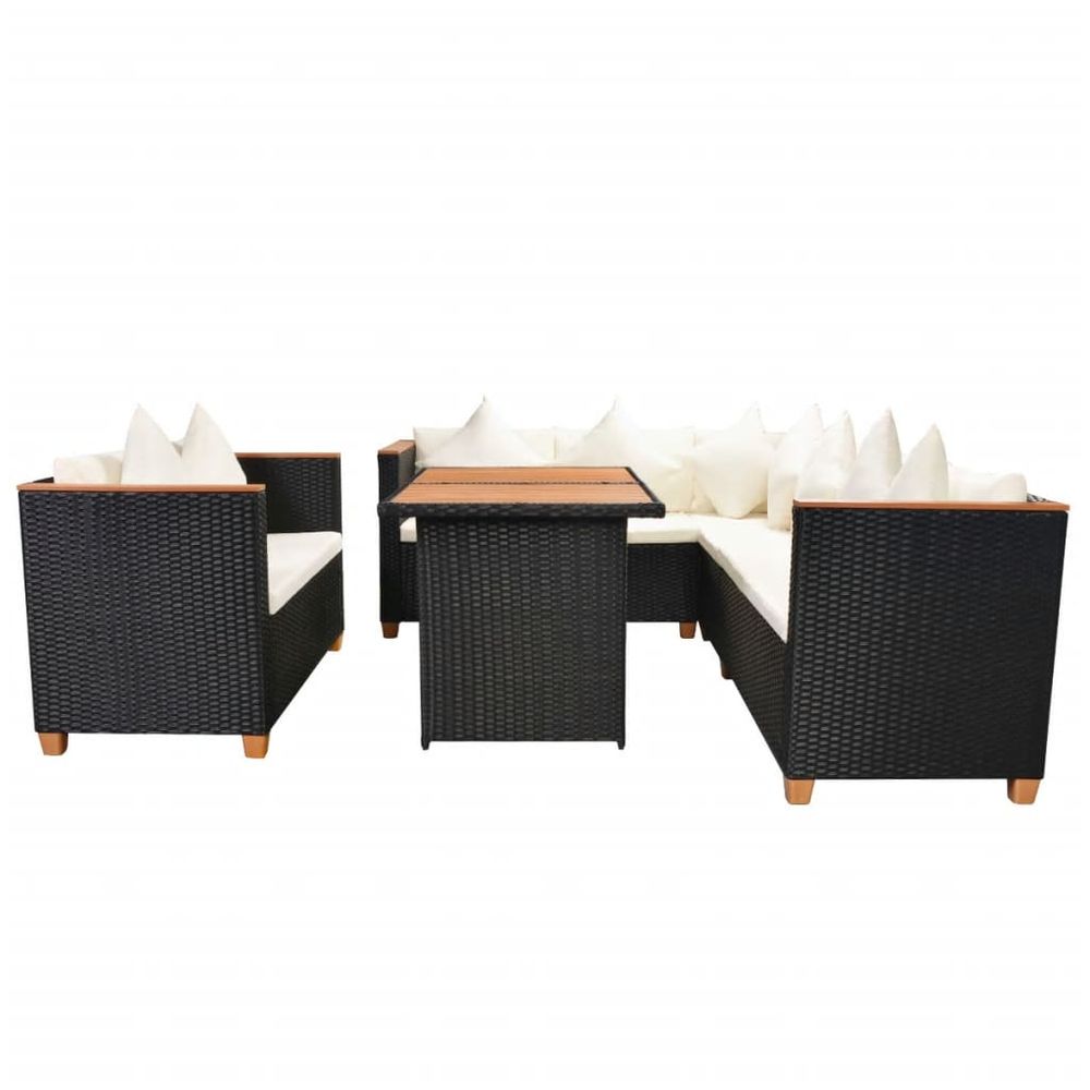 5 Piece Garden Lounge Set with Cushions Poly Rattan Black - anydaydirect