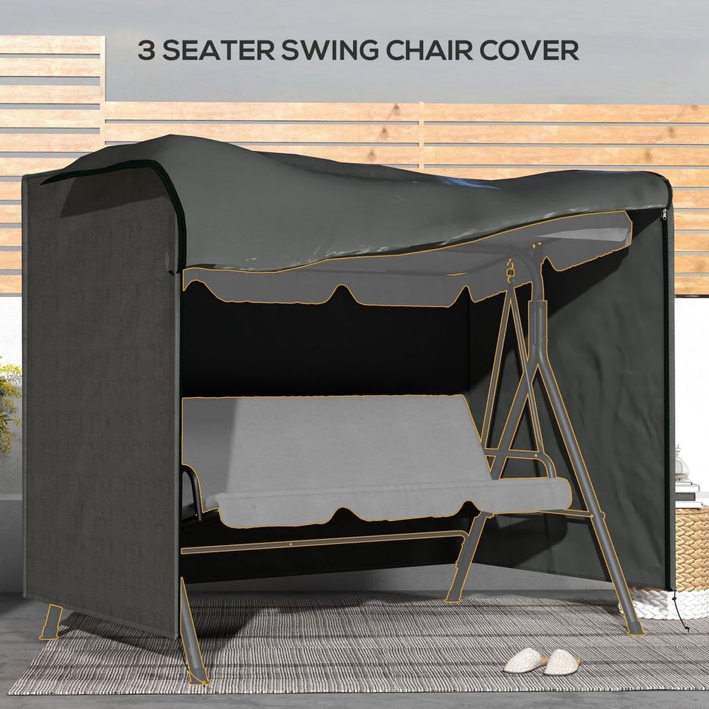 Outsunny Large Outdoor Swing Chair Cover  Garden Furniture Protector 164cm Grey - anydaydirect