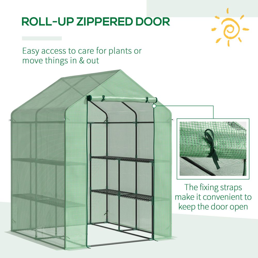 Walk in Garden Greenhouse Outdoor Grow House Shelves, 143x138x190cm Outsunny - anydaydirect