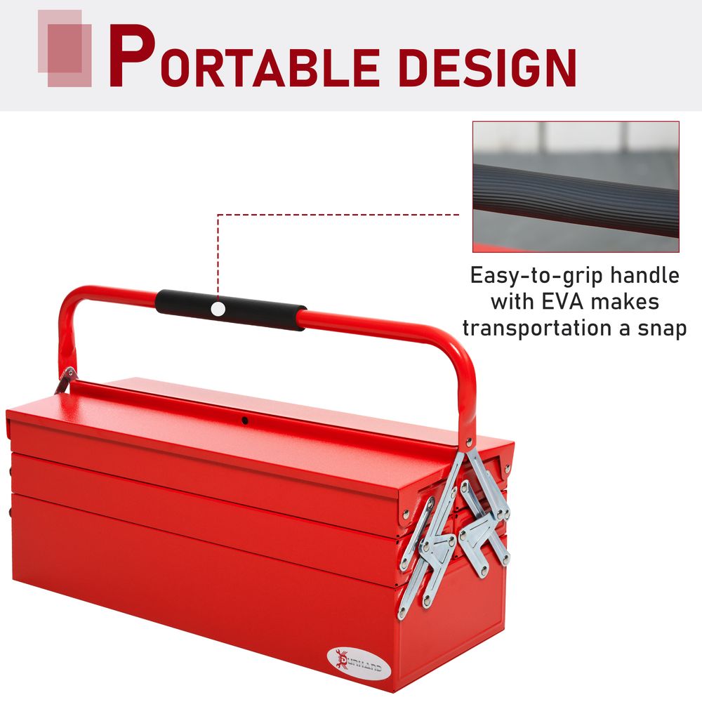 Metal Cantilever Toolbox 3 Tier 5 Tray Storage Organizer  Carry Handle Durhand - anydaydirect