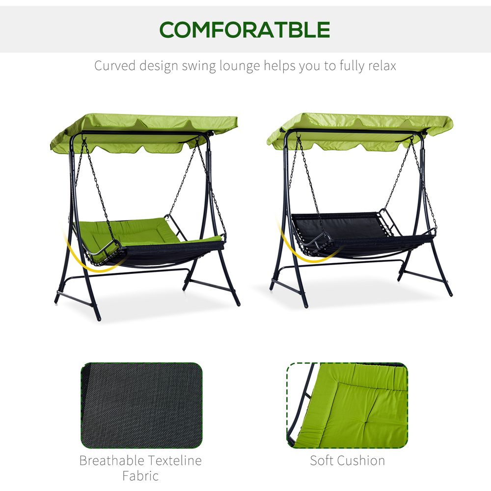 Swing Chair Canopy Green 2 Person with Cushion Seat Adjustable - anydaydirect