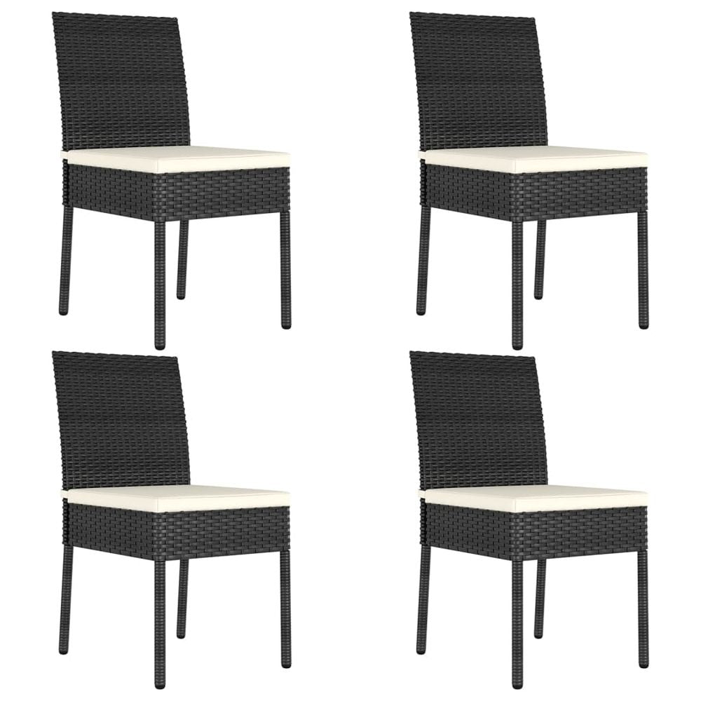 Garden Dining Chairs 4 pcs Poly Rattan Black - anydaydirect