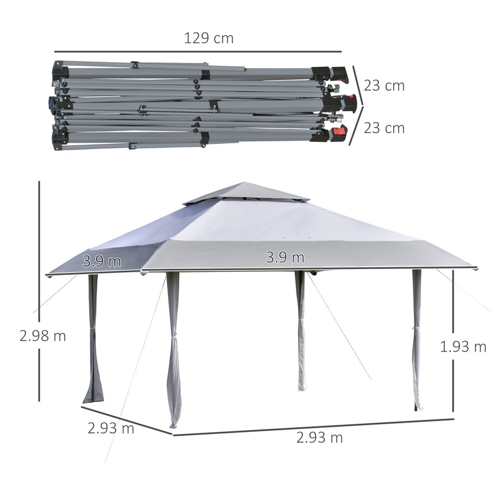 4x4m Pop-up Canopy Gazebo Tent with Roller Bag , Steel  White & Grey - anydaydirect