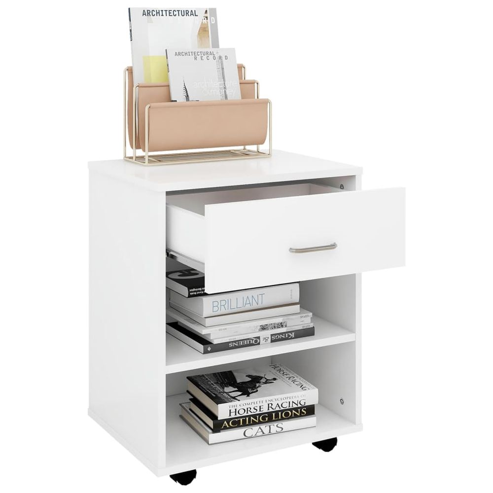 Rolling Cabinet White 46x36x59 cm Engineered Wood - anydaydirect
