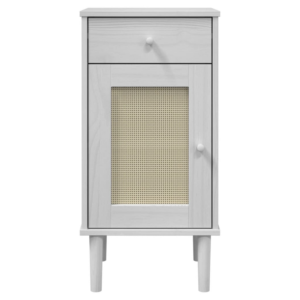 vidaXL Bedside Cabinet SENJA Rattan Look White 40x35x80 cm Solid Wood Pine - anydaydirect