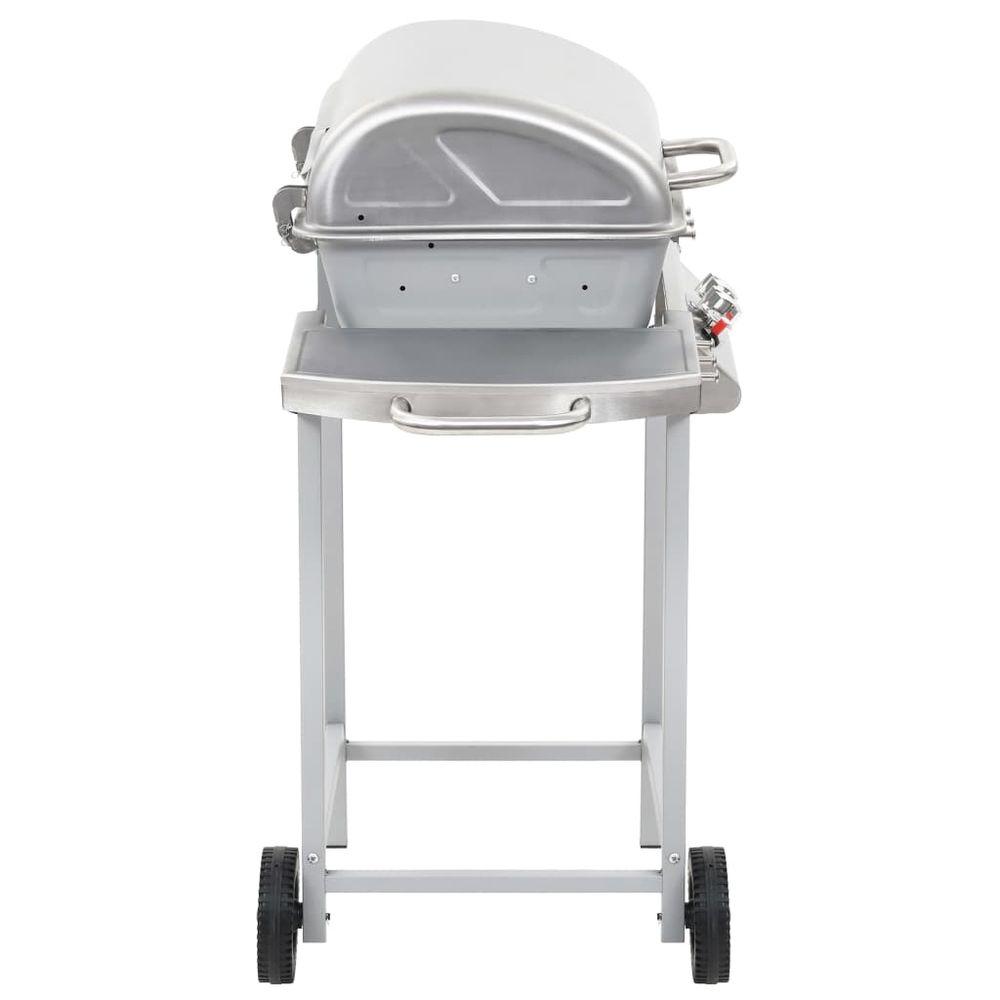 Gas BBQ Grill with 2 Cooking Zones Silver Stainless Steel - anydaydirect