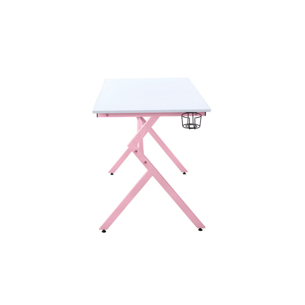 Neo Pink Ergonomic PC Gaming Office Desk with Headphone Hook - anydaydirect