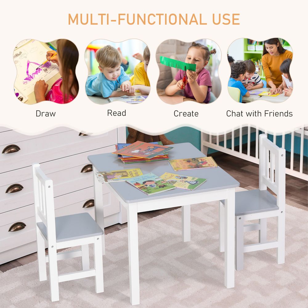Kids Table and 2 Chairs Set 3 Pieces Toddler Multi-usage Desk Indoor HOMCOM - anydaydirect