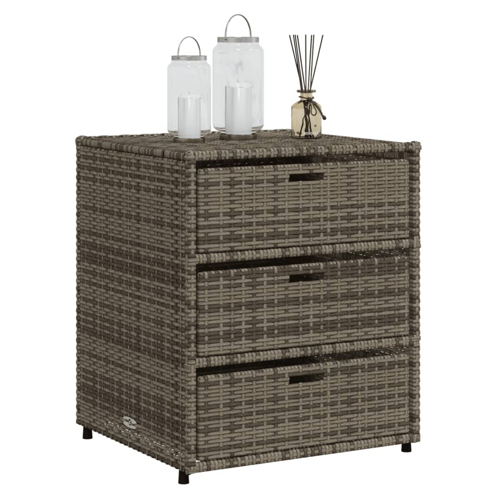 vidaXL Garden Storage Cabinet Grey 55x59x69 cm Poly Rattan - anydaydirect