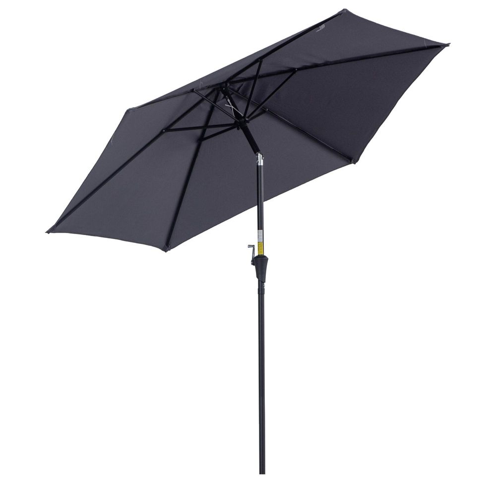 Outsunny 2.7 m Patio Umbrella, Aluminum Frame-Grey - anydaydirect