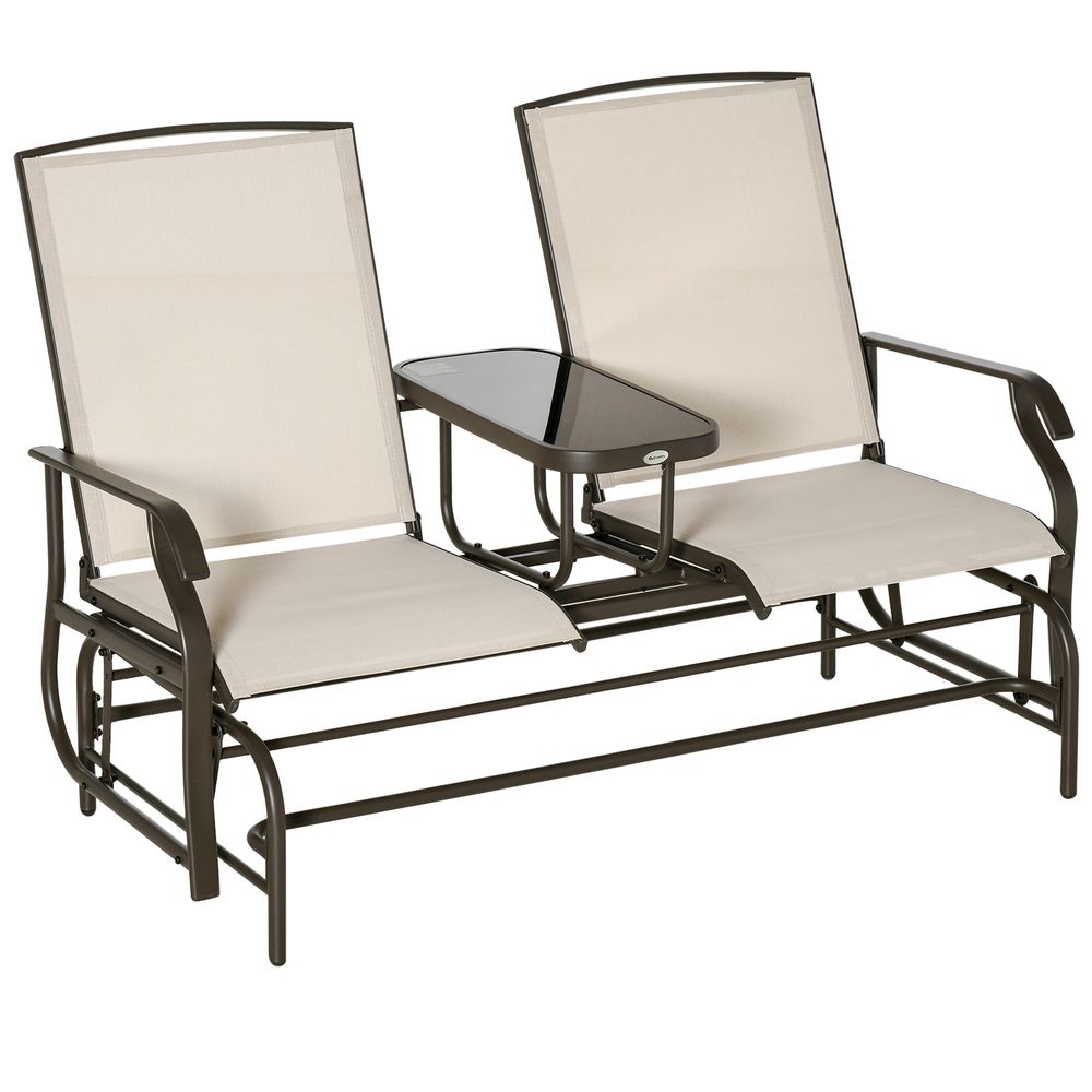 Metal Double Swing Chair Glider With Table Rocker Sun Lounger 2 - anydaydirect