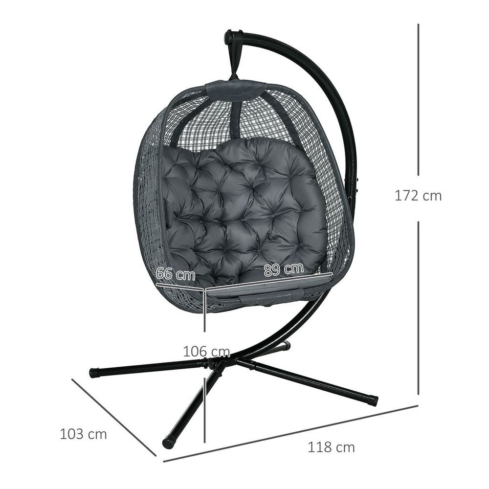 Outsunny Hanging Swing Chair w/ Thick Cushion, Patio Hanging Chair, Dark Grey - anydaydirect