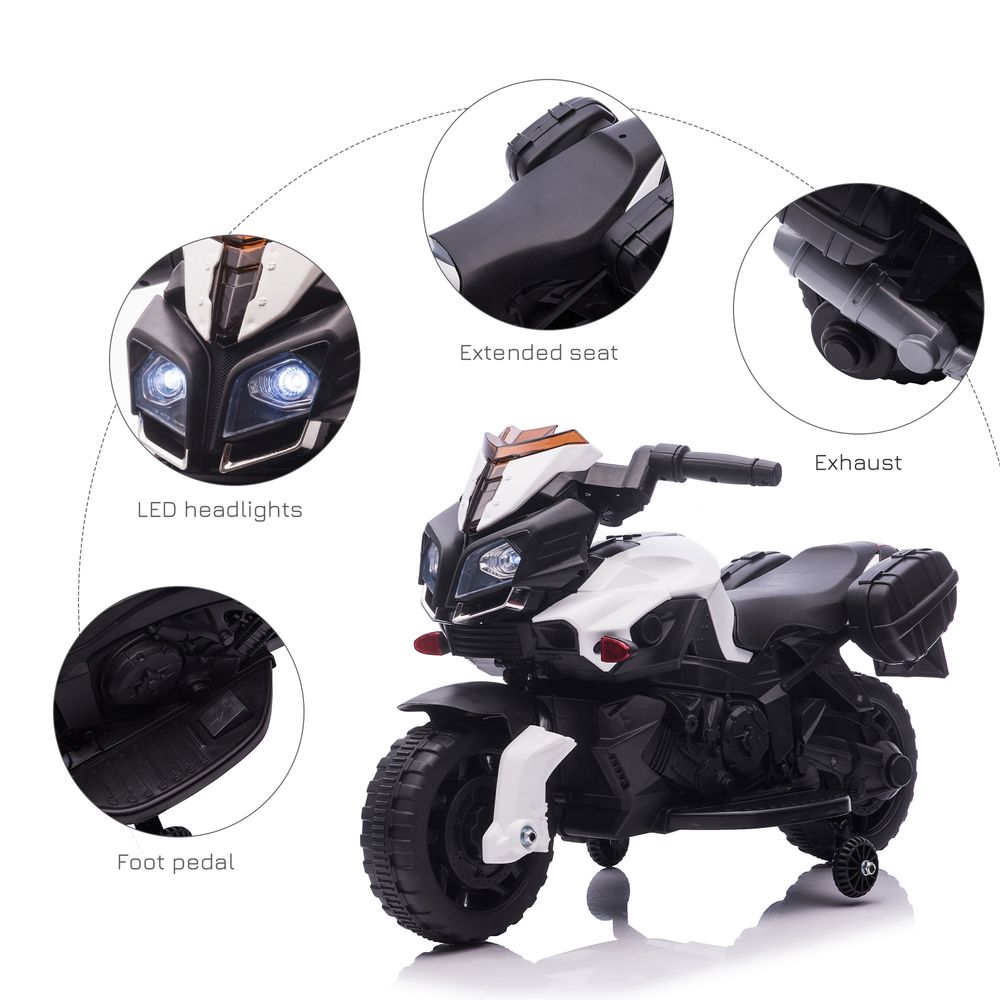 Kids 6V Electric Motorcycle Ride-On Toy Battery 18 - 48 months White - anydaydirect
