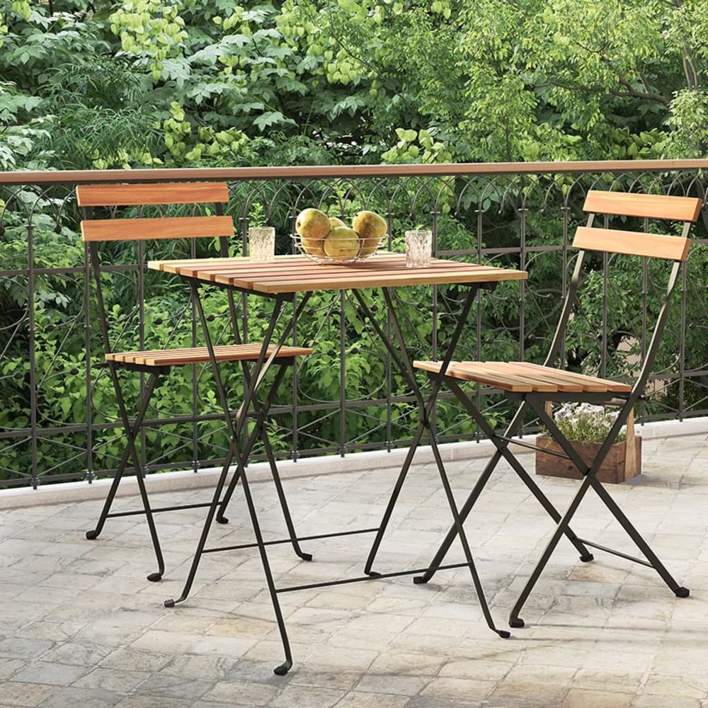 Folding Bistro Table 55x54x71 cm Solid Wood Teak and Steel - anydaydirect