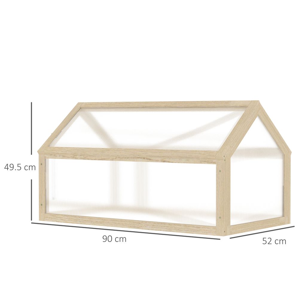 Wooden Cold Frame Greenhouse Garden Polycarbonate Grow House, Natural Outsunny - anydaydirect