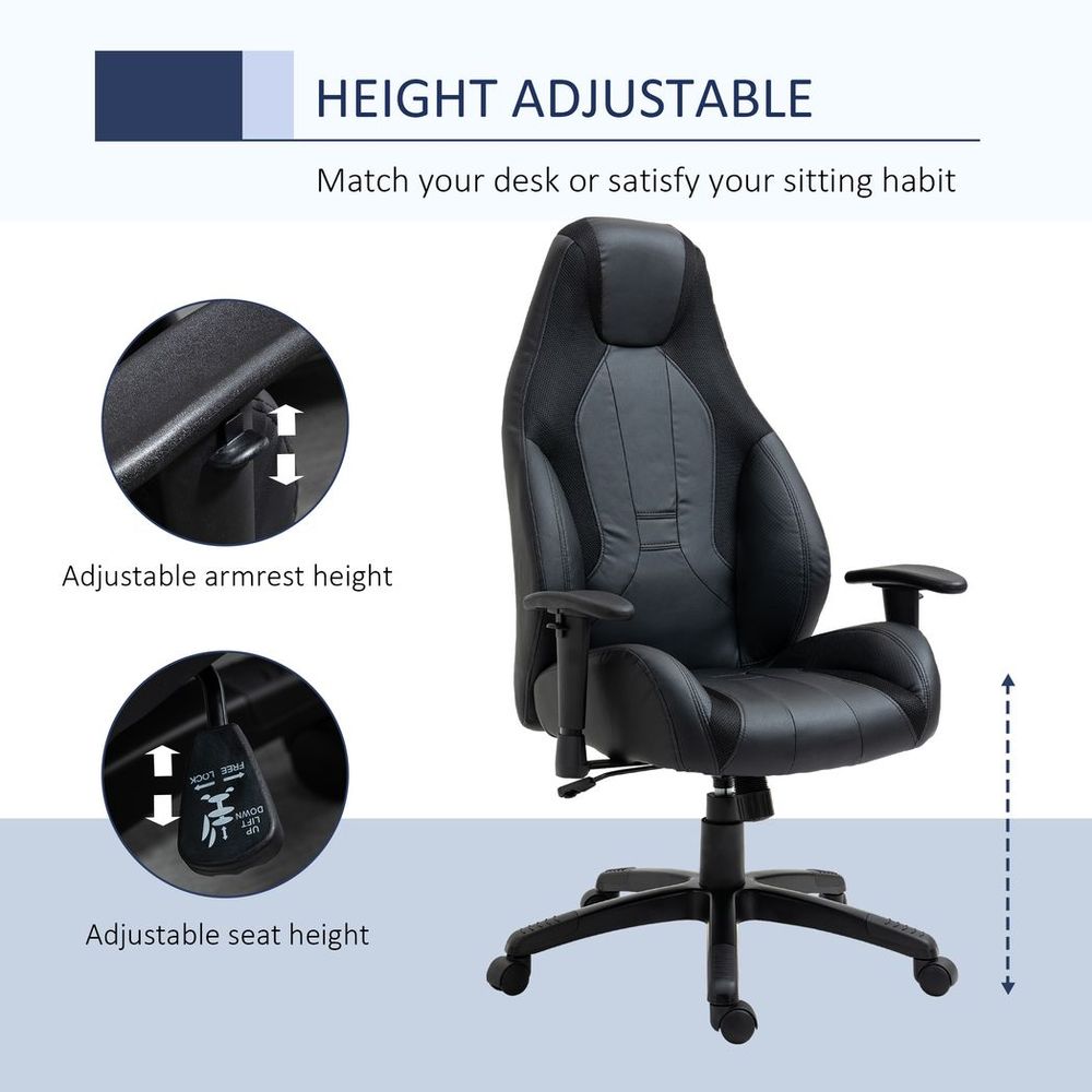High Back Executive Office Chair Gaming Recliner w/ Footrest, Black - anydaydirect