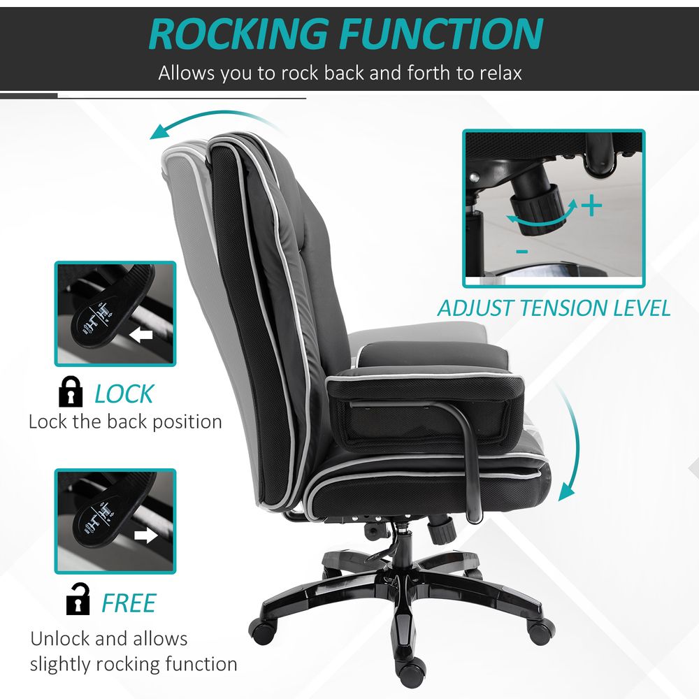Piped PU Leather Padded High-Back Computer Office Gaming Chair Black Vinsetto - anydaydirect