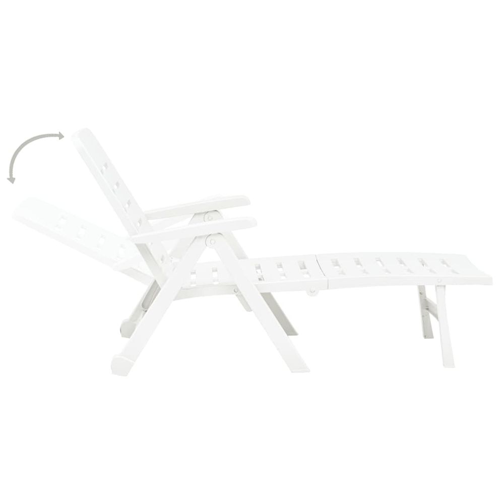 Folding Sun Lounger Plastic White - anydaydirect