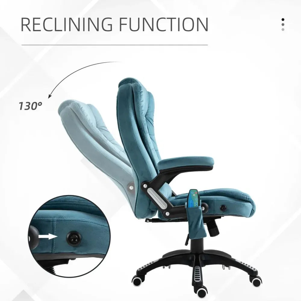 Executive Reclining Chair w/ Heating Massage Points Relaxing Headrest Blue - anydaydirect