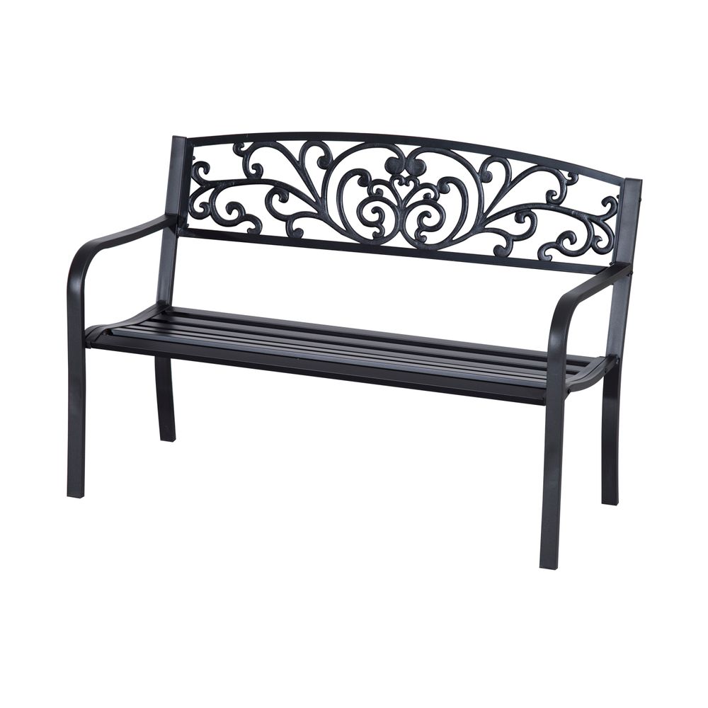 2-Seater Garden Bench, Steel-Black - anydaydirect