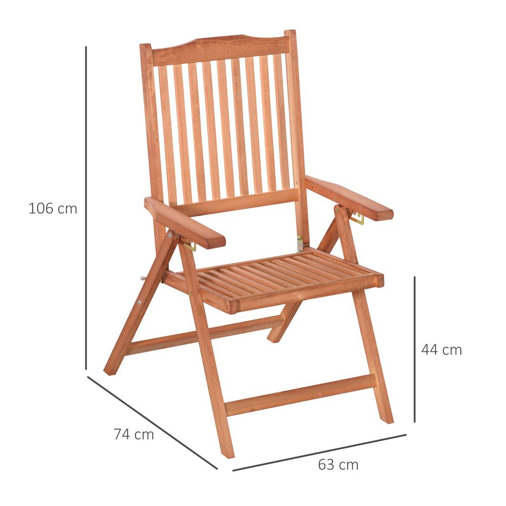5-Position Acacia Wood Chair Folding Recliner Dining Seat Garden Outdoor Indoor - anydaydirect