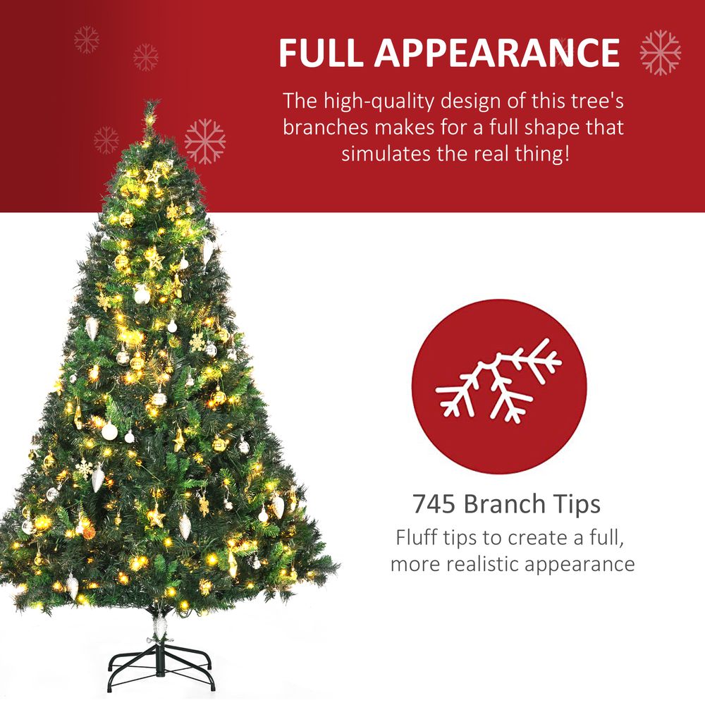 1.8m 6ft Pre-Lit Artificial Christmas Tree 200 LED  Tree Decorative Balls Stand - anydaydirect