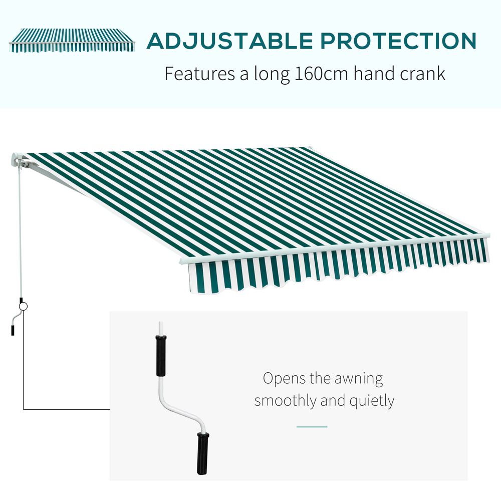 Outsunny Awning Dark Green White Stripes 3.5 x2.5M - anydaydirect