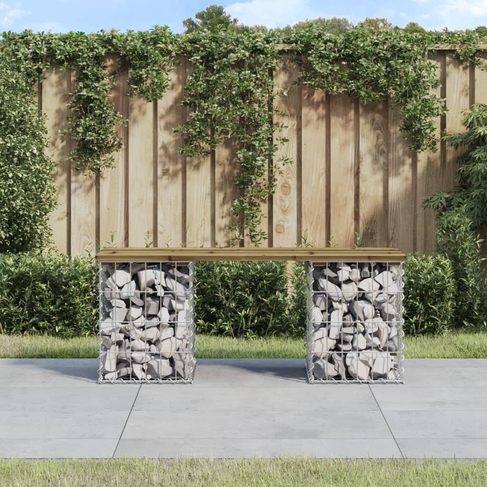 vidaXL Garden Bench Gabion Design 103x31x42 cm Impregnated Wood Pine - anydaydirect