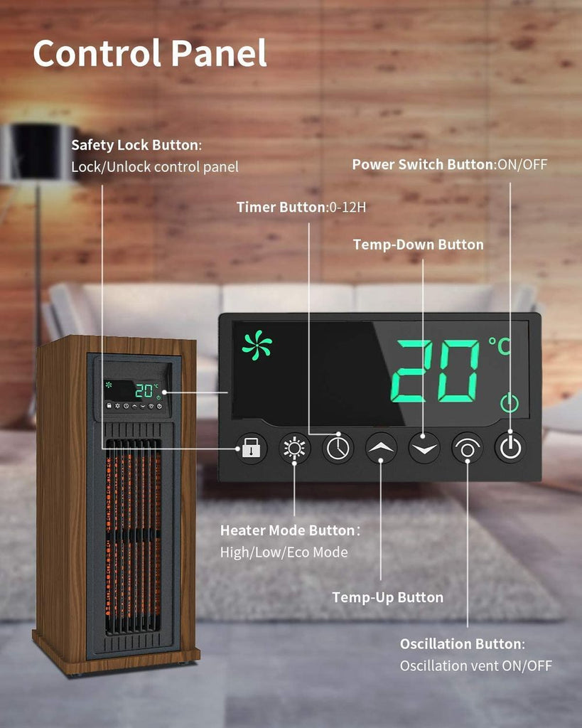 Space Heater Electric Radiator Energy-saving Portable Interior Heating with Child Lock for Indoor & Large LED Display & Temperature Control System & Timer & Overheating and dumping protection - anydaydirect