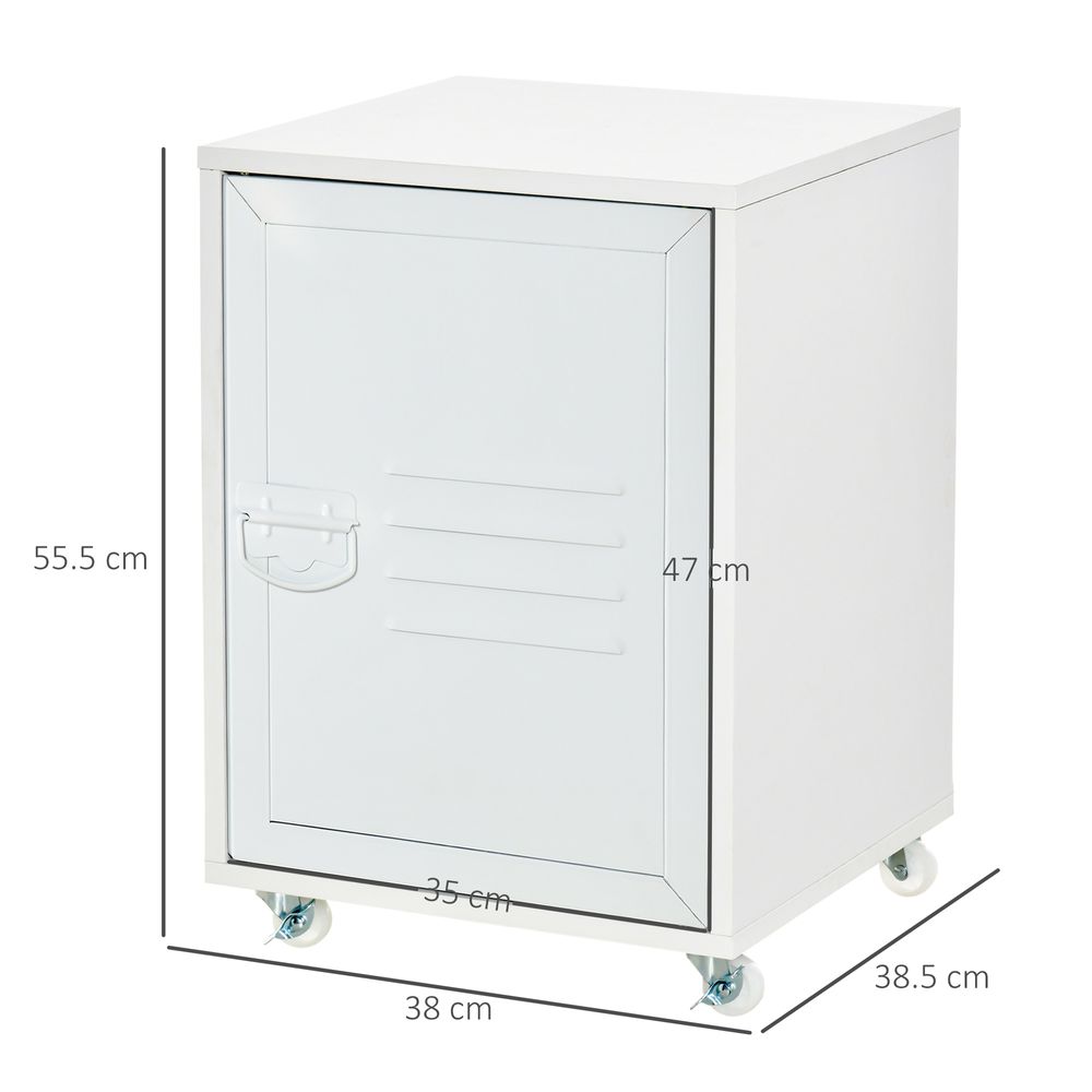 Rolling Storage Cabinet Mobile File Cabinet With Adjustable Shelf, White - anydaydirect