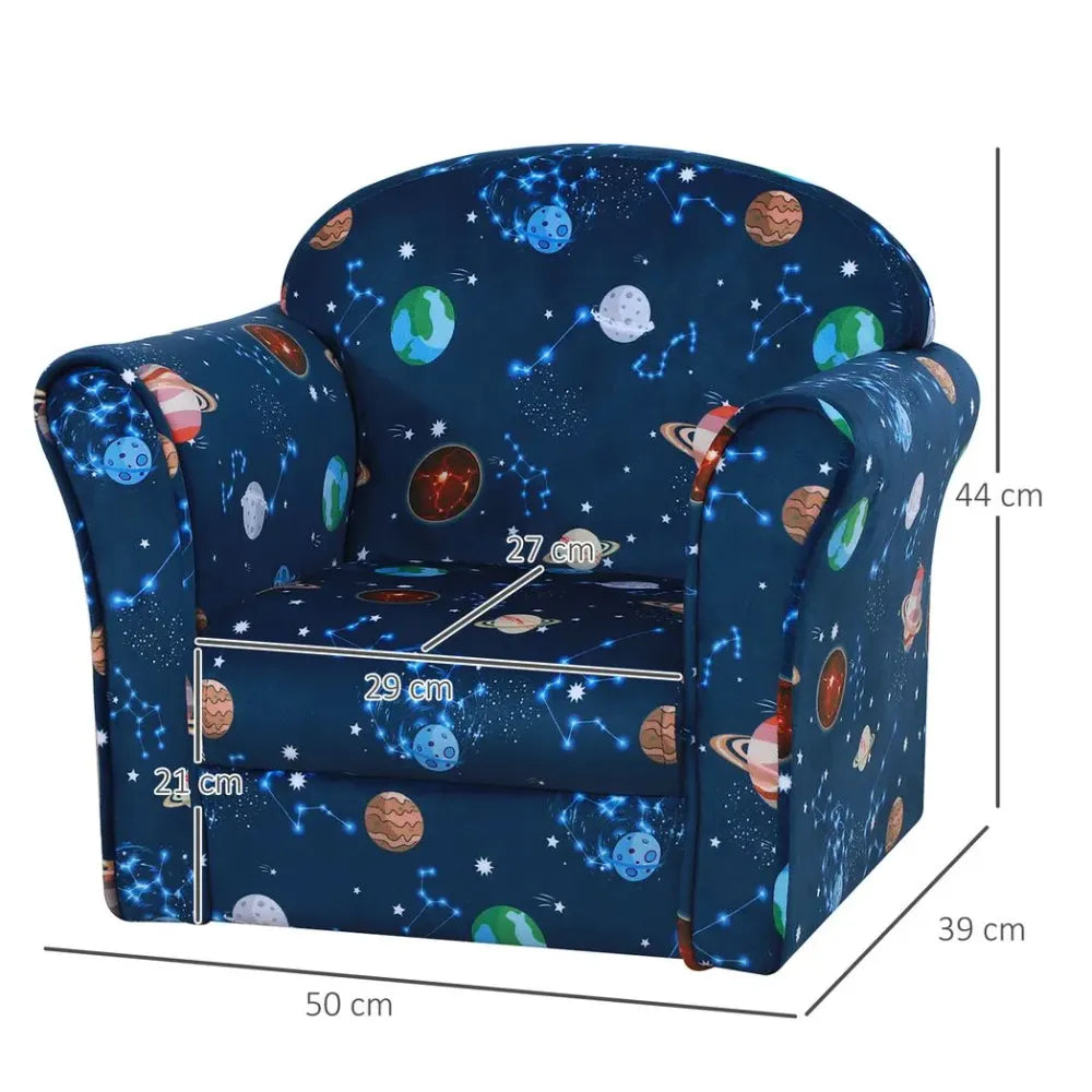 Children Kids Mini Sofa Armchair, Planet-Themed Chair, for Bedroom, Playroom - anydaydirect