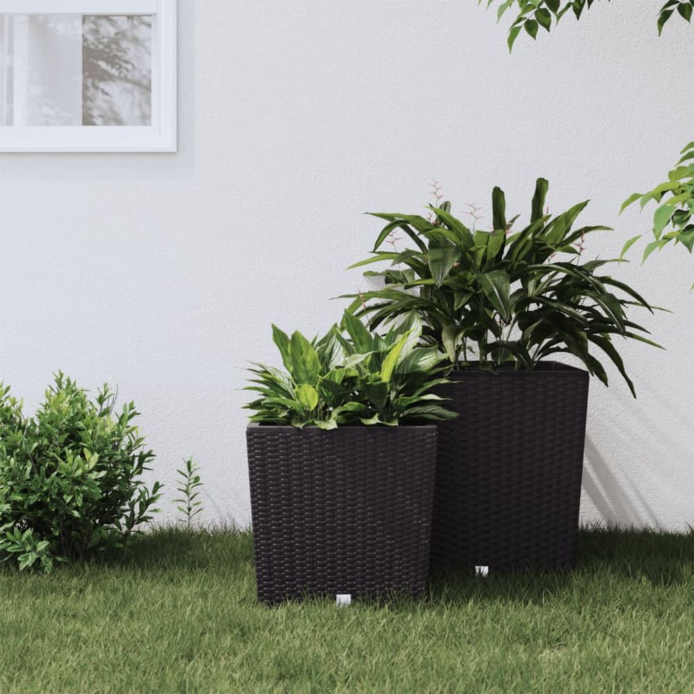 vidaXL Planter with Removable Inner Brown 21 / 32 L PP Rattan - anydaydirect