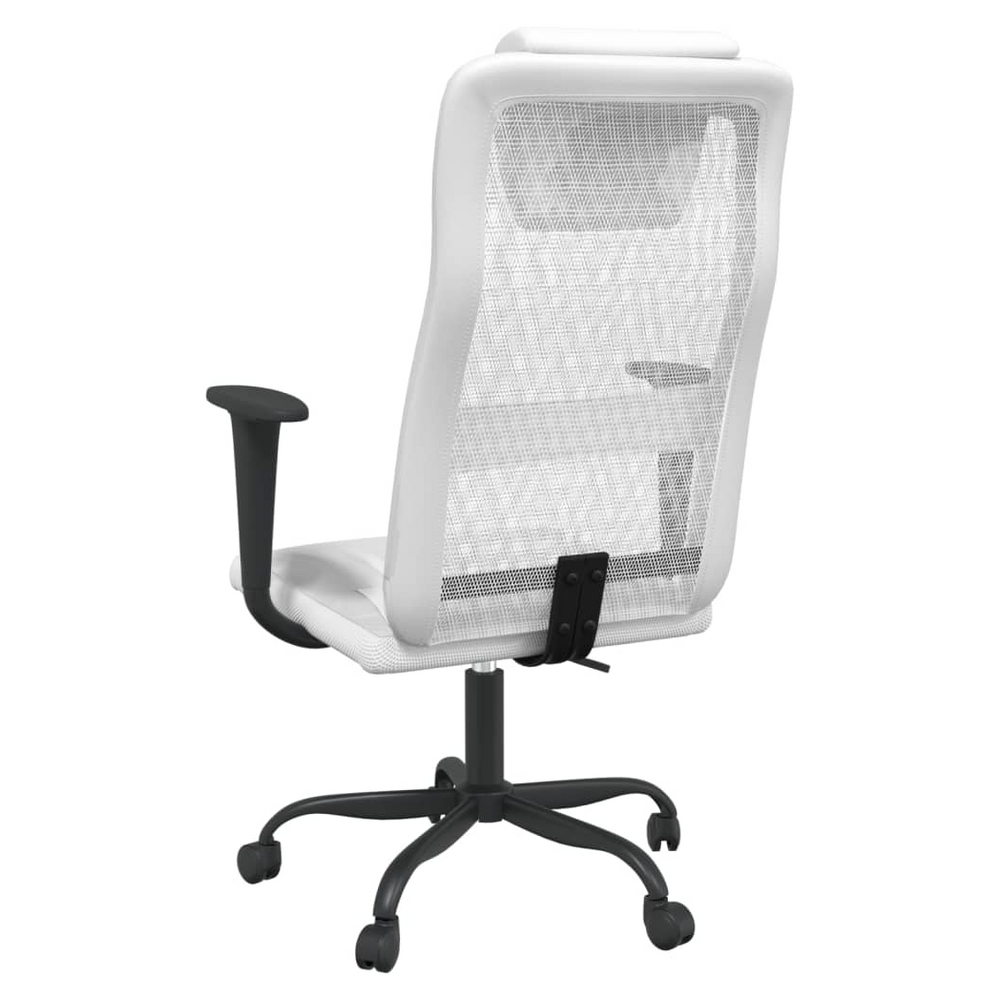 vidaXL Office Chair White Mesh Fabric and Faux Leather - anydaydirect