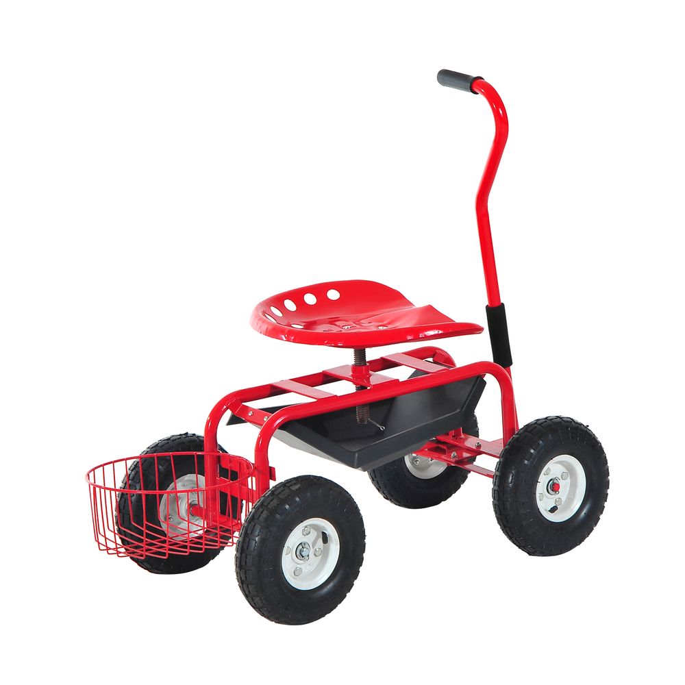 Gardening Planting Rolling Cart with Tool Tray-Red - anydaydirect