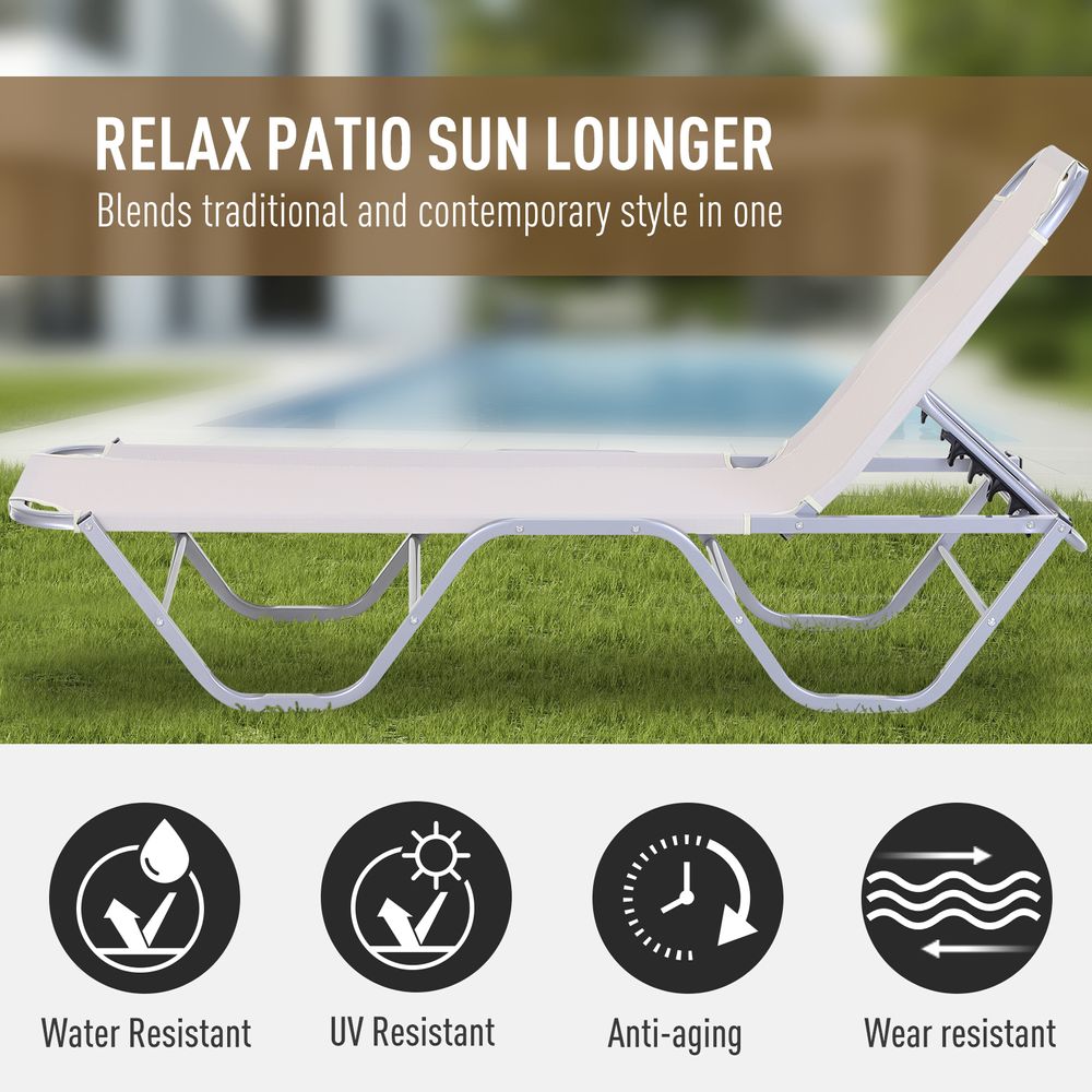 Sun Lounger Relaxer Recliner with 5-Position Adjustable Backrest Lightweight - anydaydirect