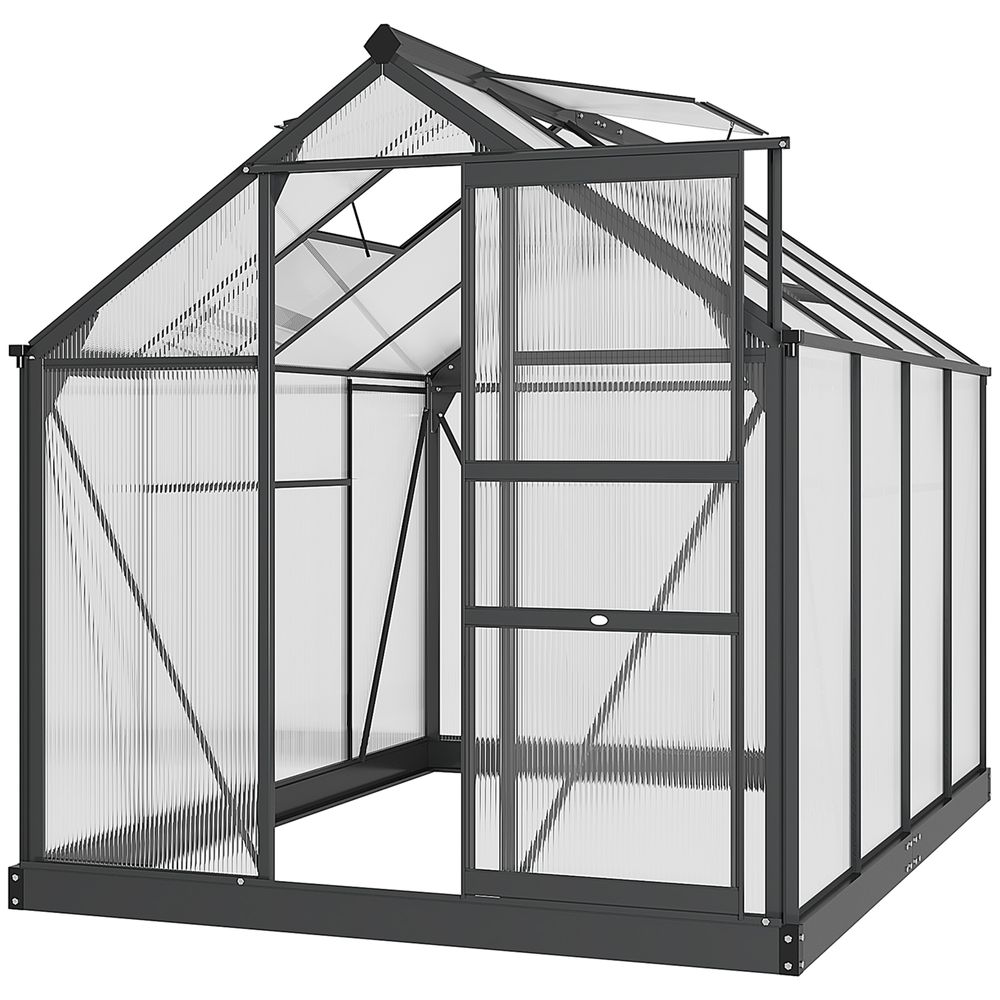 Polycarbonate Walk-In Garden Greenhouse Aluminium Frame w/ Slide Door 6 x 8ft - anydaydirect
