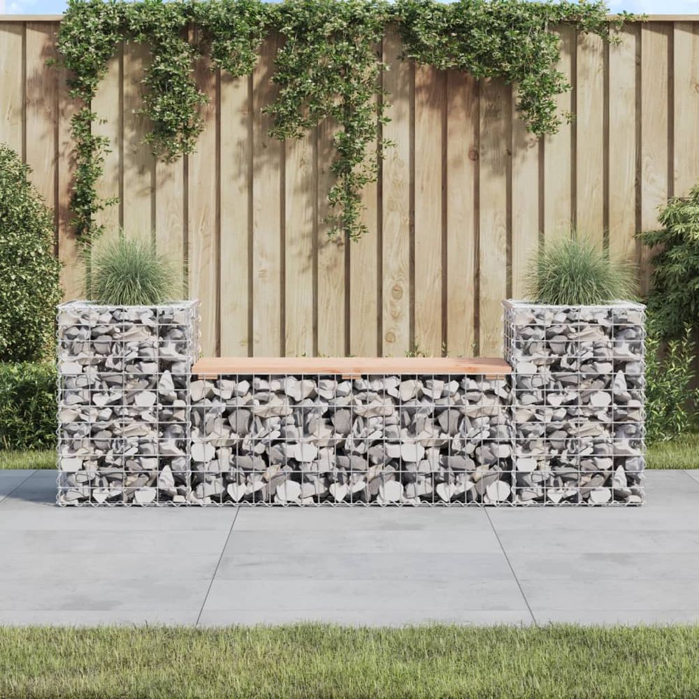 vidaXL Garden Bench Gabion Design 183x41x60.5 cm Solid Wood Douglas - anydaydirect