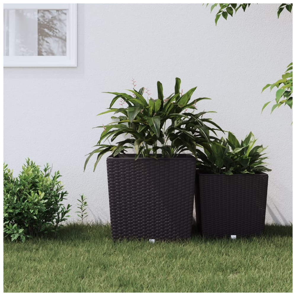 vidaXL Planter with Removable Inner Brown 37 / 64 L PP Rattan - anydaydirect