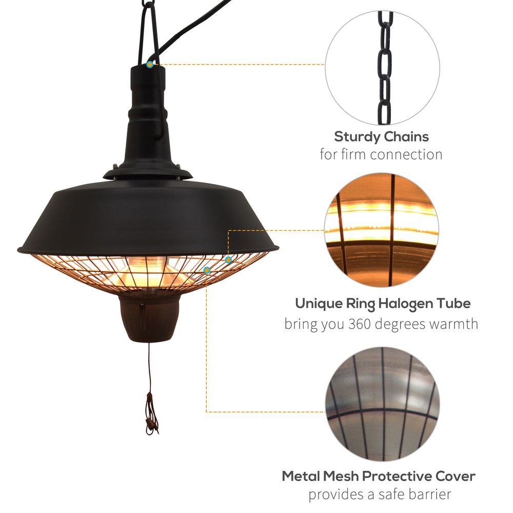 Outsunny 2100W Electric Patio Heater Garden Ceiling Hanging Warmer Halogen Light - anydaydirect