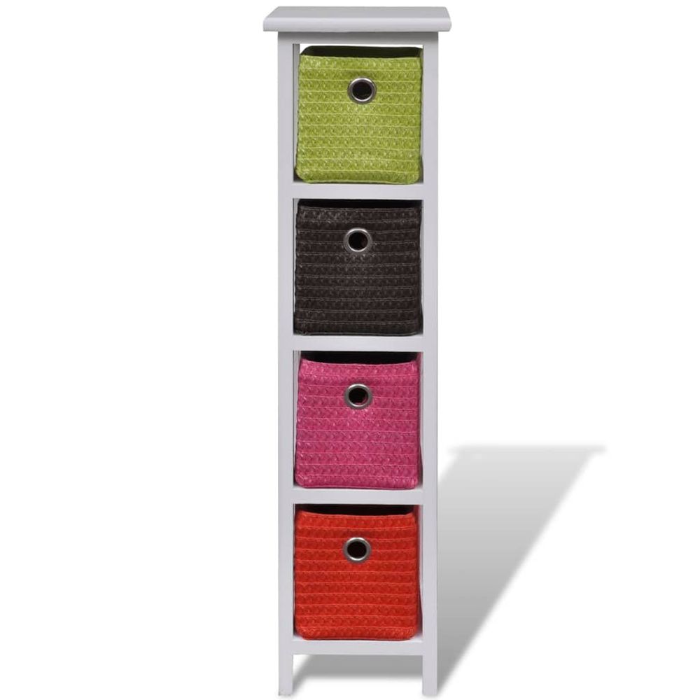Storage Rack with Multi-colour Baskets Paulownia Wood - anydaydirect