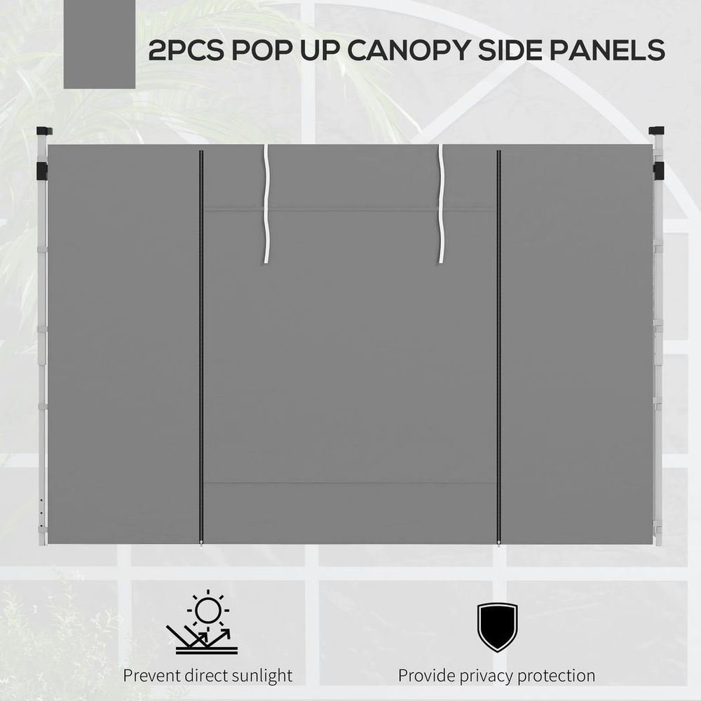 Outsunny 3x3(m) or 3x6m Pop Up Gazebo Side Panels Replacement, 2 Pack, Grey - anydaydirect