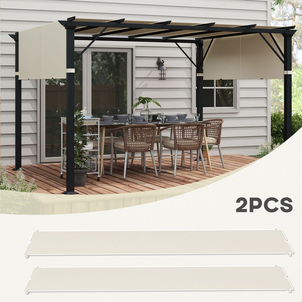 Outsunny 2Pcs Pergola Replacement Canopy, 4.9 x 1.2m, UV Protection, White - anydaydirect